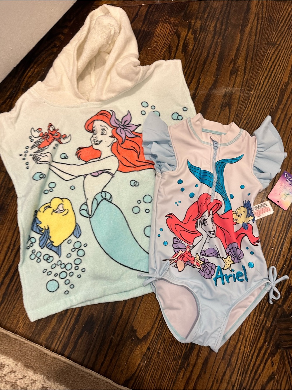 Disney Little Mermaid Ariel Swimsuit & Cover-Up Set - Light Aqua/Pink